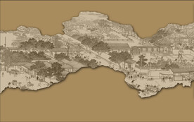 原创新中式现代简约水墨山水壁画