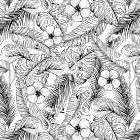 火烈鸟叶子线条