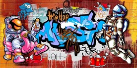 欧美风街头涂鸦餐饮酒吧背景墙