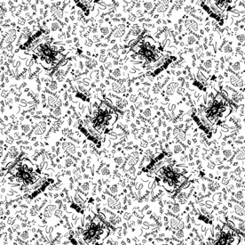 线条抽象字母花