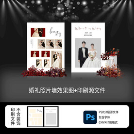 小众简约婚礼照片迎宾墙