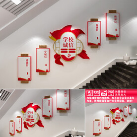 学校诚信楼道文化墙