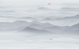 禅意水墨山水图