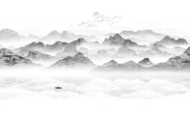 中式水墨山水画背景墙