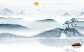 高档 淡雅中式山水 TiF分层