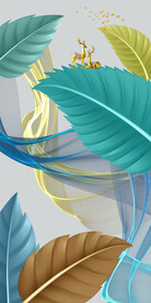 北欧叶子玄关背景墙