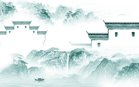 现代 意境清晰山水 tiF分层