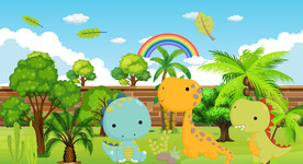 卡通恐龙背景墙