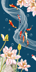 鲤鱼荷花装饰画