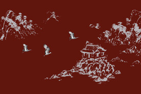 线条时尚大气山水新中式装修背景