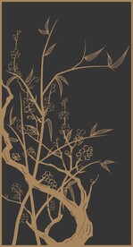 竹梅矢量线稿简图