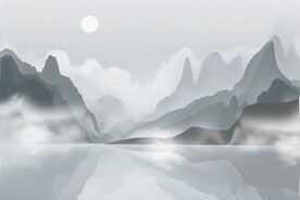 新中式高山流水纹理电视背景墙