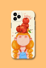 橘色手绘可爱人物插画手机壳