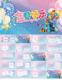 生日快乐生日派对纪念册PPT