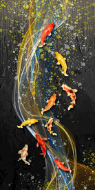 金色抽象富贵有余中式玄关