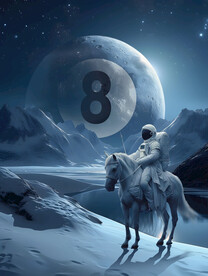 创意宇航员骑马台球系列挂画挂图