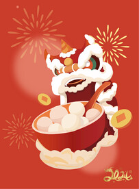 原创手绘元宵海报