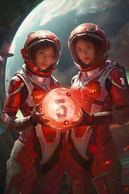 创意宇航员美女台球广告展板壁画