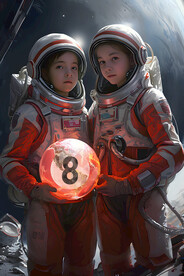 创意宇航员台球文化壁纸广告展板