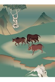 敦煌莫高窟壁画经变画动物牛群