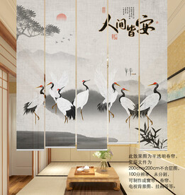 仙鹤电视背景墙