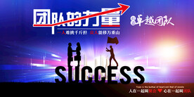 蓝色科技光影团队励志文化展板