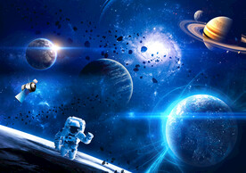 银河星球外太空陨石宇宙卫星背景