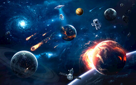 太空宇航员宇宙星球陨石卫星背景