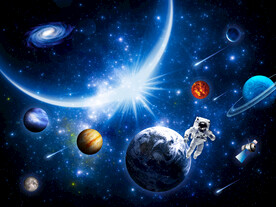 蓝色太空星球浩瀚星空宇航员背景