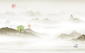 中式 大气意境山水 TIF分层