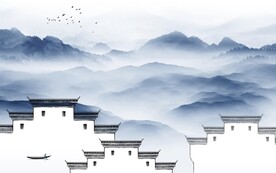 淡雅 中式客厅山水 TIF分层