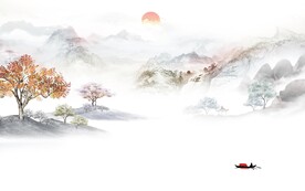 高清 中式客厅山水 TIF分层