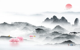 高端 中式客厅山水 TIF分层