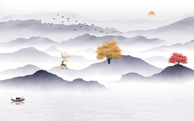 中式 高端清晰山水 TIF分层