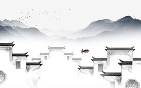 最新 高档山水墙画 TIf分层