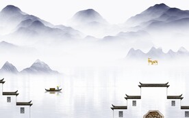 高清 简意中式山水 TIF分层