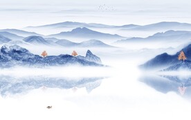 人气 简意中式山水 TIF分层