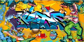 欧美风街头涂鸦餐饮酒吧背景墙