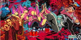 欧美风街头涂鸦餐饮酒吧背景墙