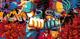 欧美风街头涂鸦餐饮酒吧背景墙