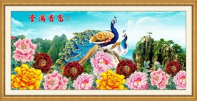 花开富贵孔雀图