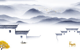 高雅 人气中式山水 TIF分层