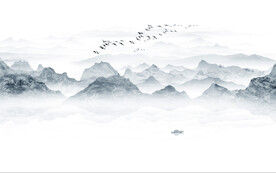 抽象水墨山水画背景墙