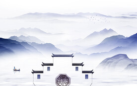 高档 简意中式山水 TIF分层