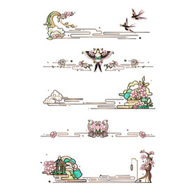 春季国潮金线剪纸叠加矢量分割线