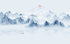 抽象水墨山水画背景墙