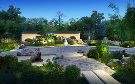 公园夜景灯光景观设计案例效果图