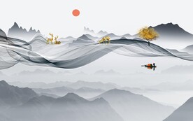 高清 简约中式山水 TIF分层