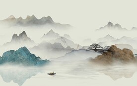 人气 简约中式山水 TIF分层