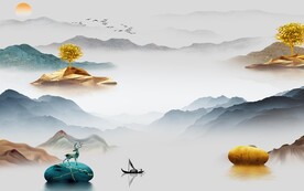 高端 新传中式山水 TIF分层